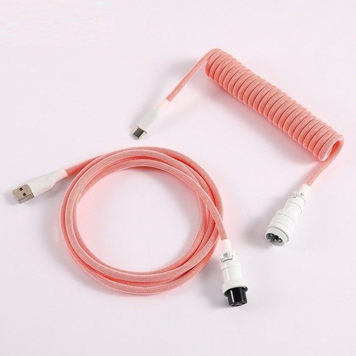 Coiled USB-C Cable – Salmon